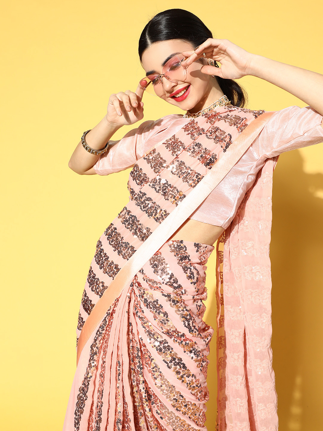 Mitera Striped Saree with Solid Border