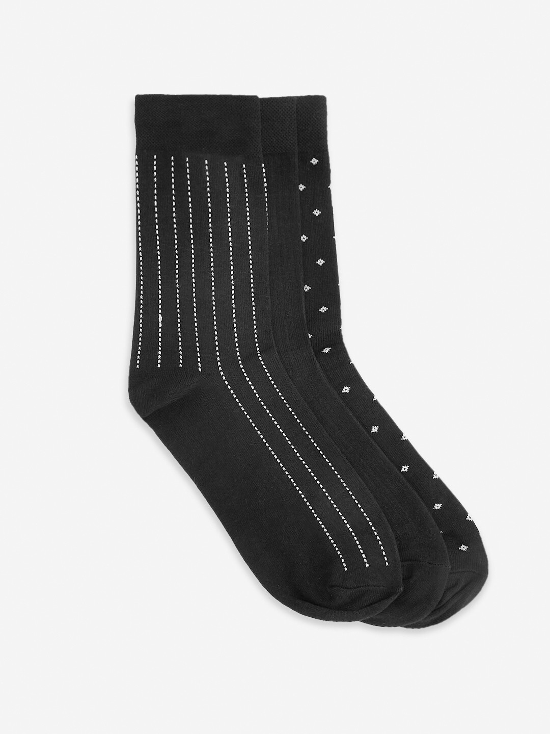 RICHARD PARKER by Pantaloons Men Black Set of 3 Patterned Calf Length Socks