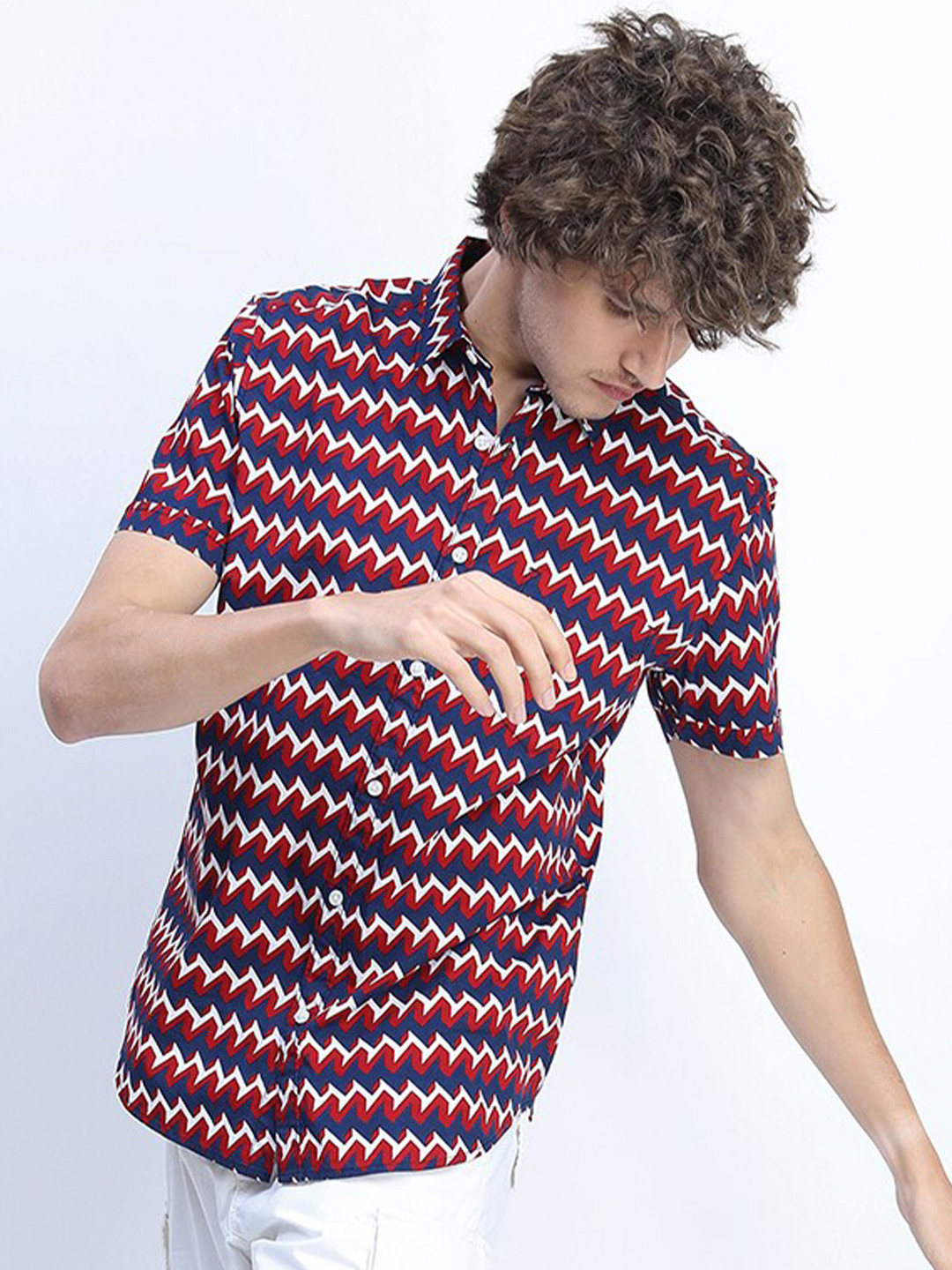 KETCH Men Navy Blue Slim Fit Printed Casual Shirt