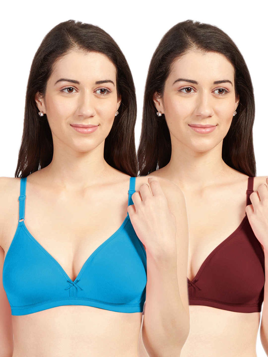 Sonari Women Pack Of 2 Blue & Maroon Solid Non Padded Everyday Bra omaniafirozemaroon30B