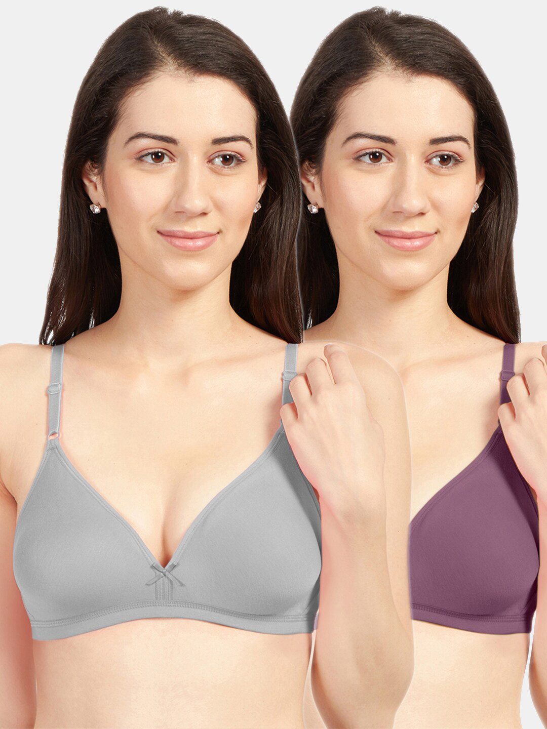 Sonari Pack Of 2 Grey & Burgundy Bra