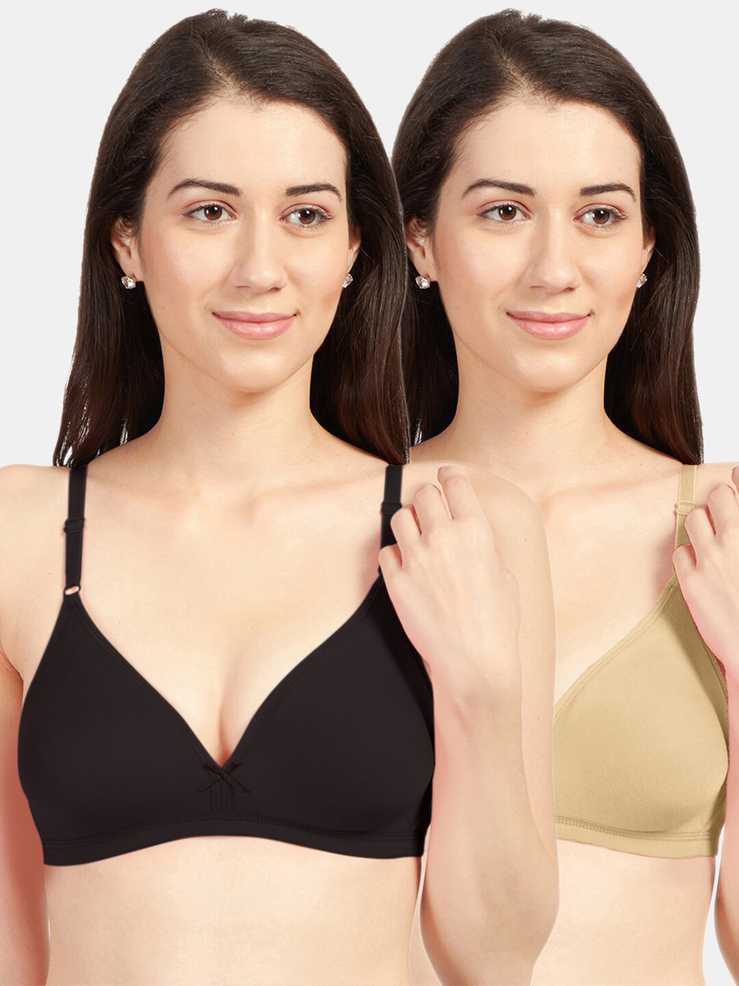 Sonari Pack Of 2 Black & Nude-Coloured Bra
