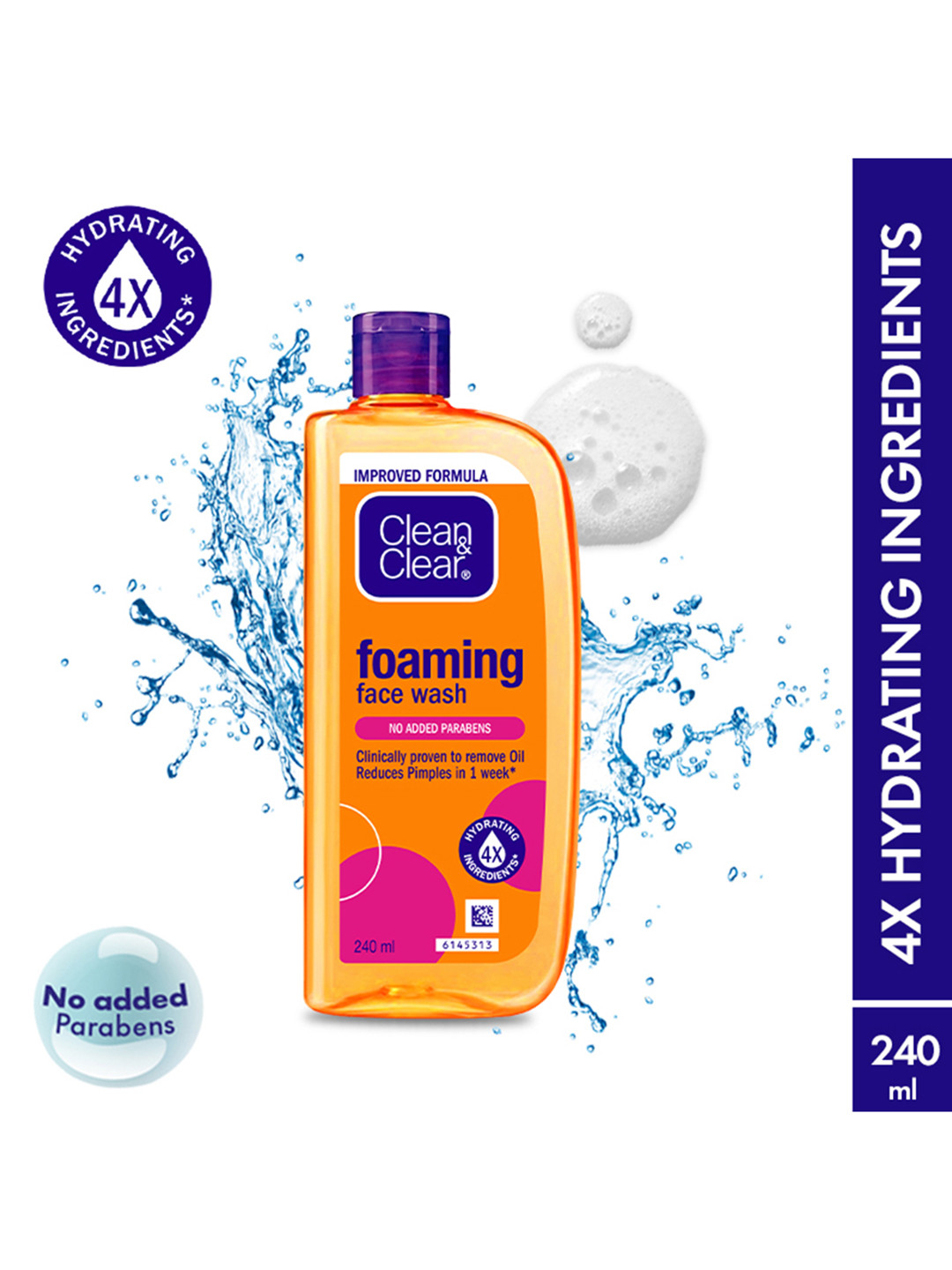 Clean&Clear Foaming Face Wash for Oily Skin, Acne Prone Skin 240 ml