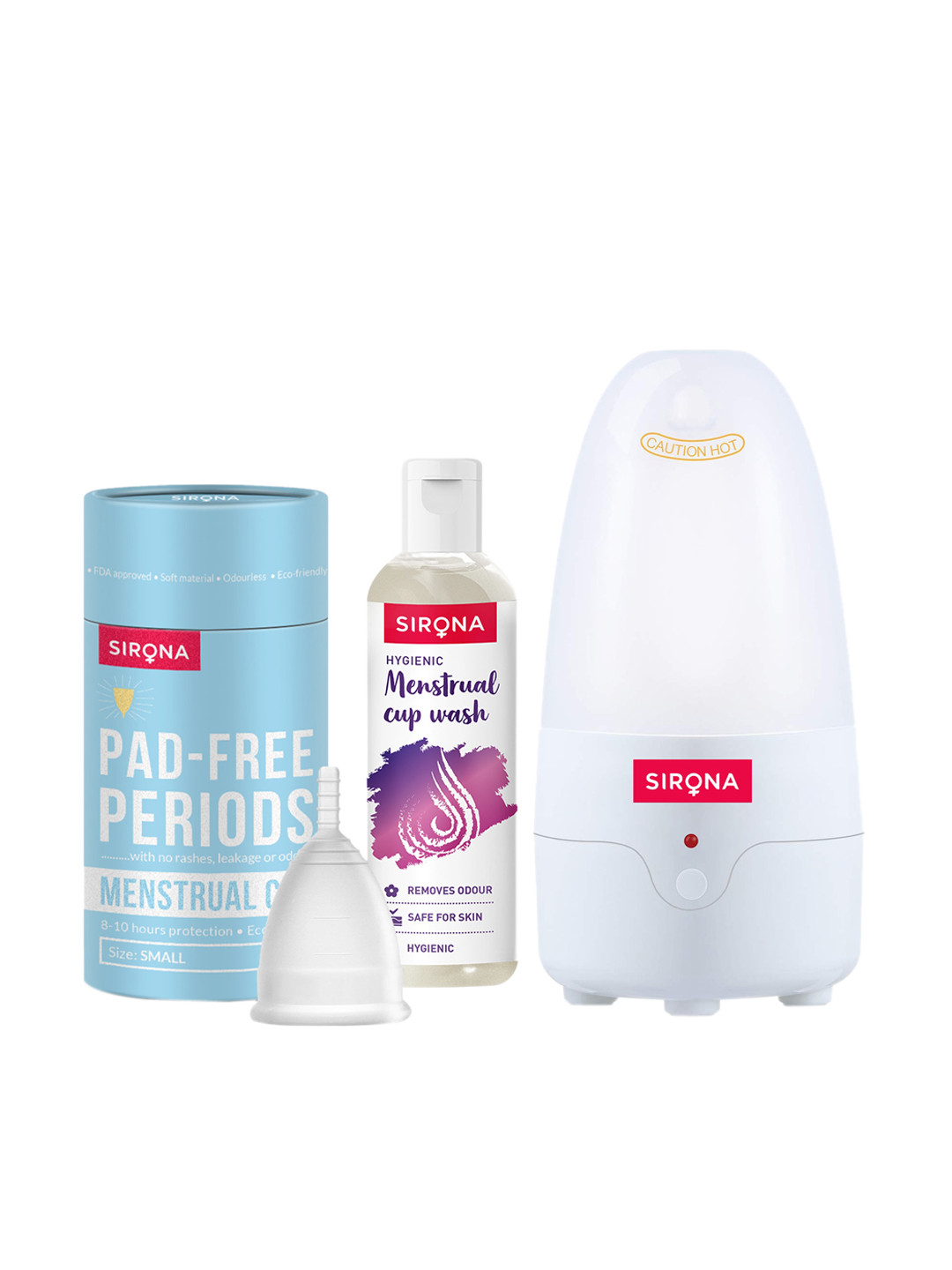 Sirona Set of 3 Menstrual Cup Small - Menstrual Cup Sterilizer & Menstrual Cup Wash