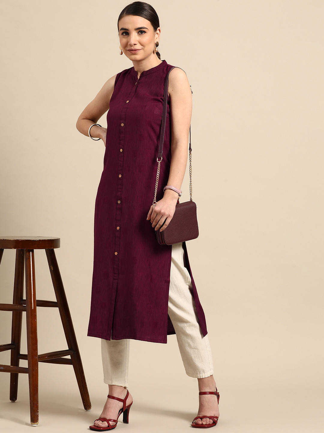 Anouk Women Burgundy Kurta