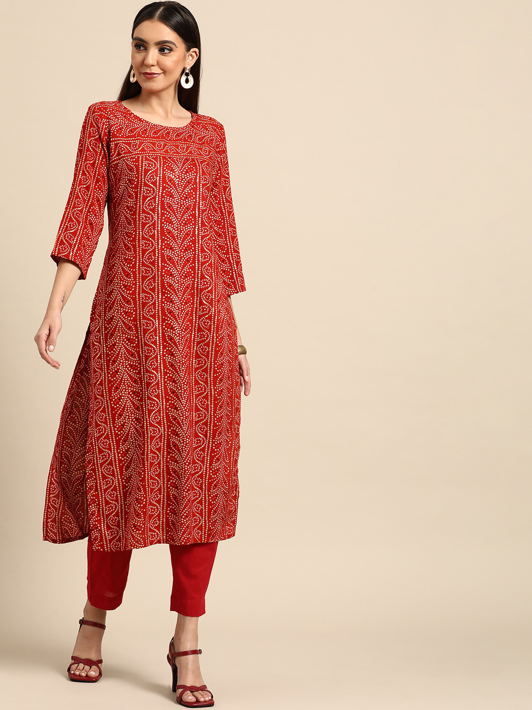 Anouk X fwd Women Red Tribal Printed Quirky Kurta