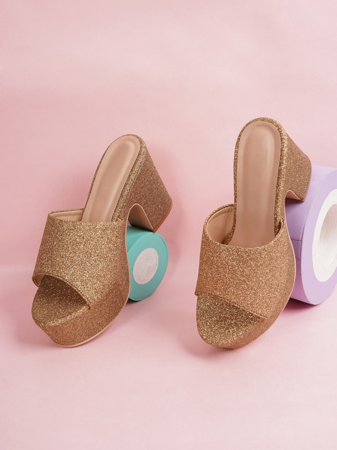 Rubeezz Copper-Toned High-Top Platform Peep Toes