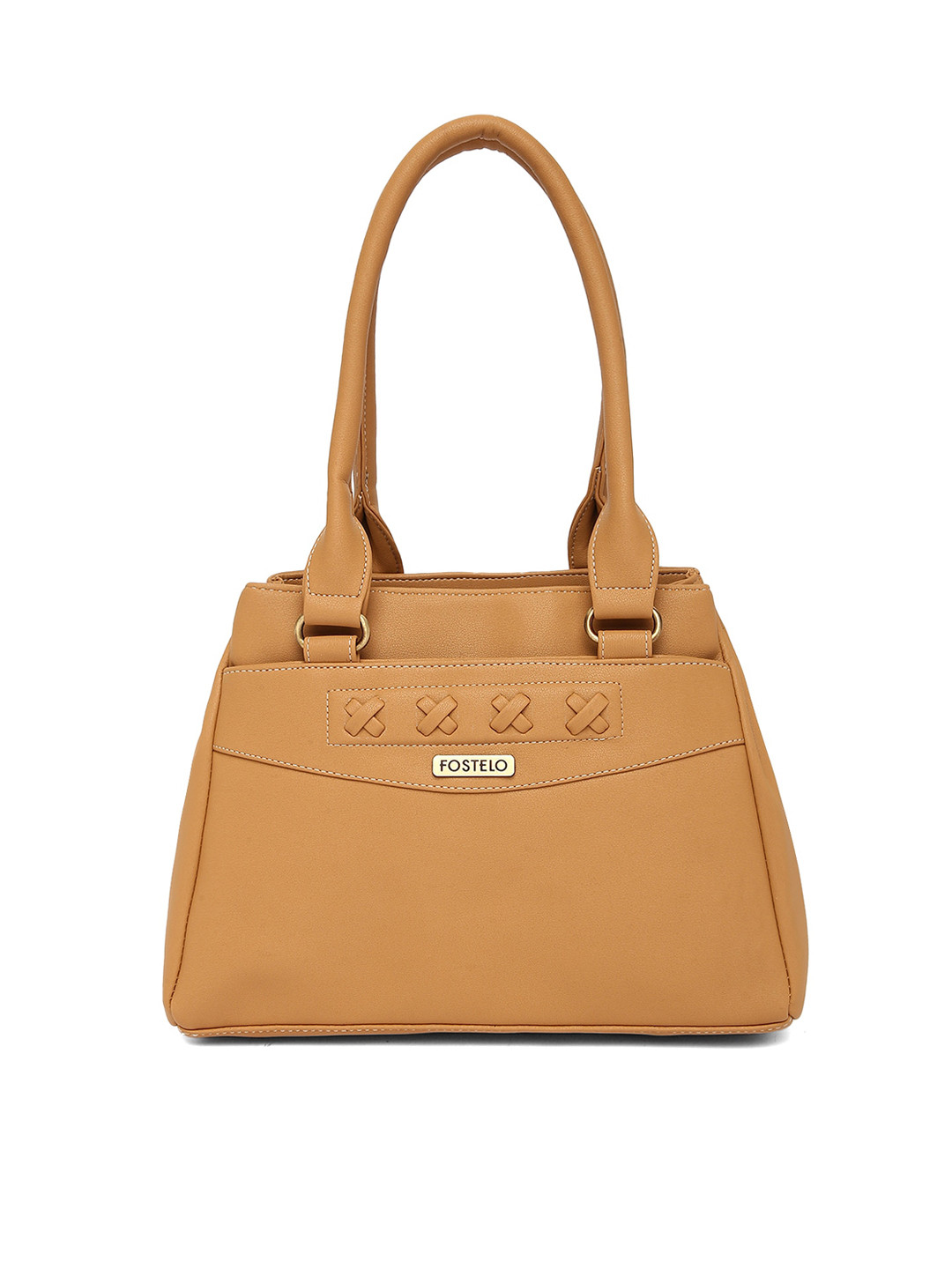Fostelo Beige PU Structured Shoulder Bag