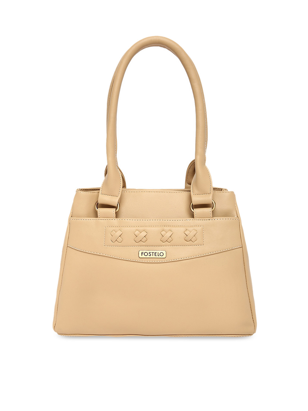 Fostelo Cream-Coloured PU Structured Shoulder Bag