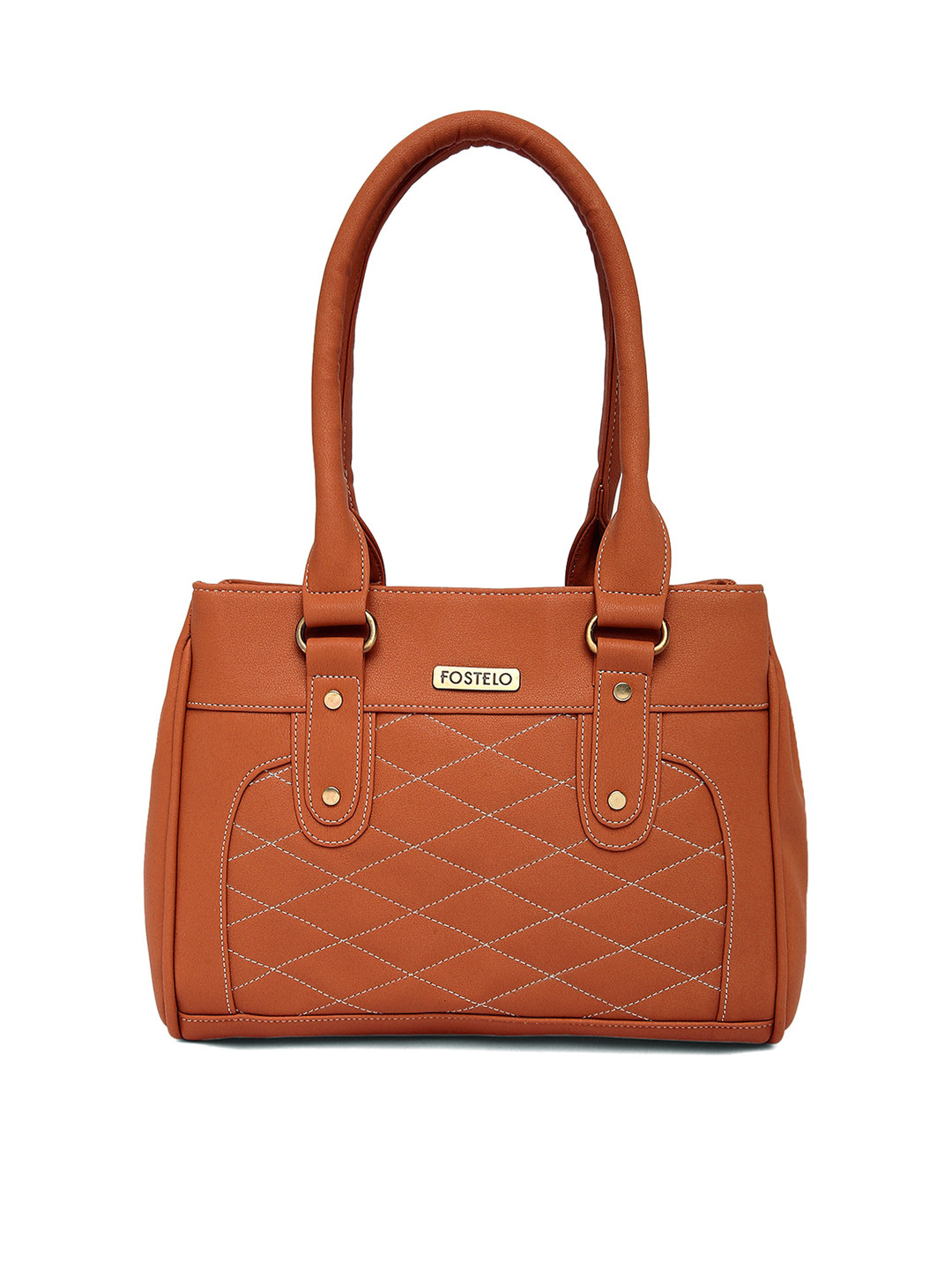 Fostelo Tan PU Structured Shoulder Bag with Quilted