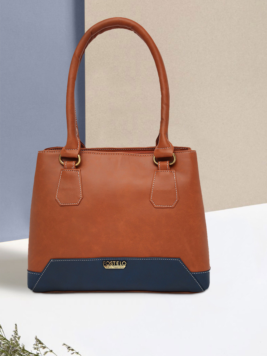 Fostelo Tan PU Structured Handheld Bag