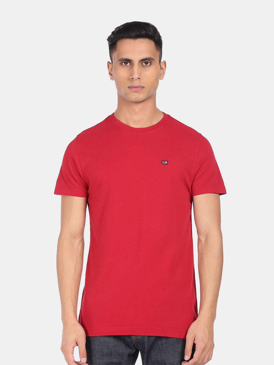 Arrow Men Red Pure Cotton T-shirt