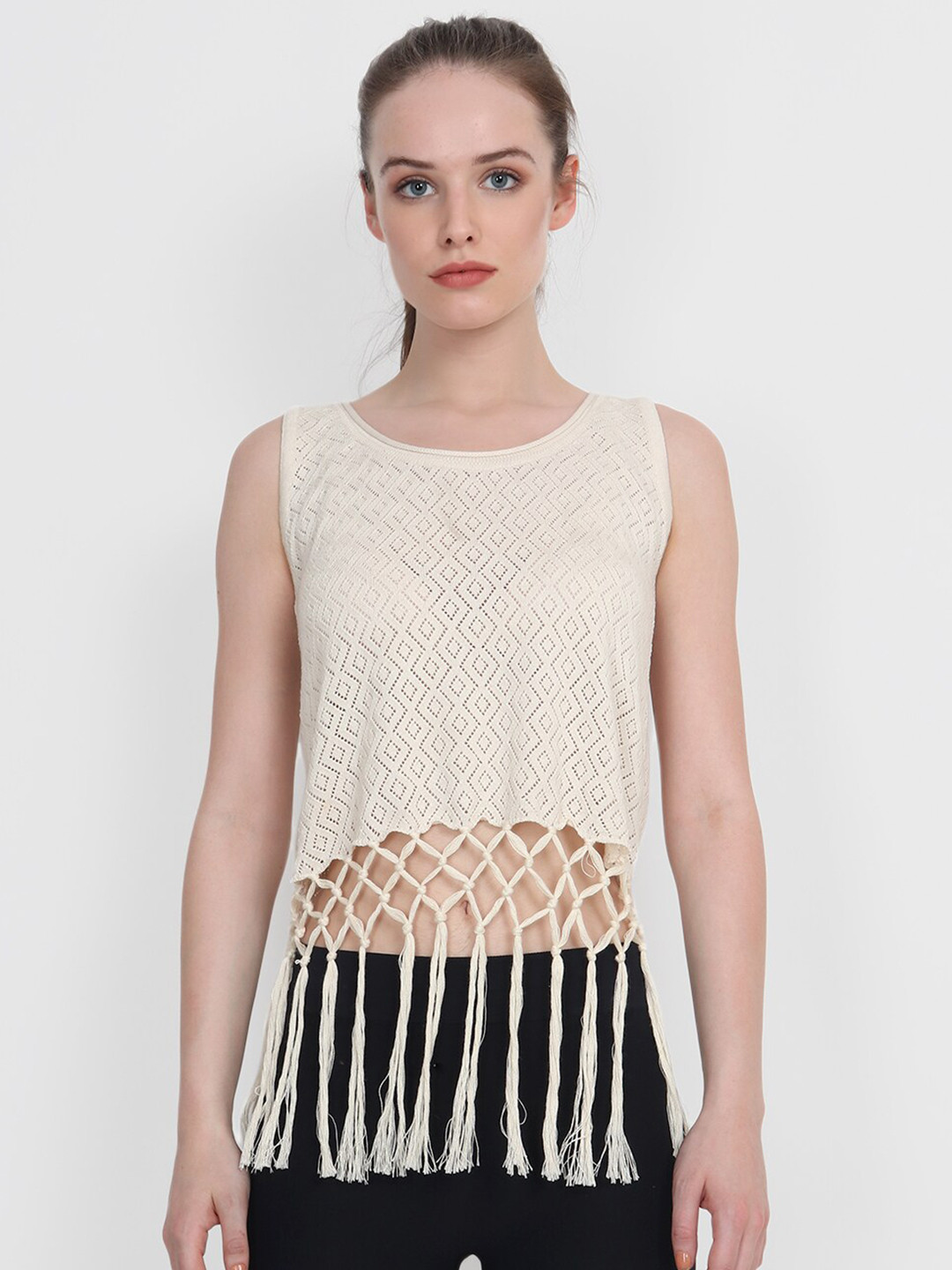 JoE Hazel Woman White Argyle Top