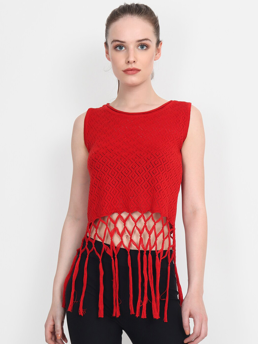 JoE Hazel Woman Argyle Red Top