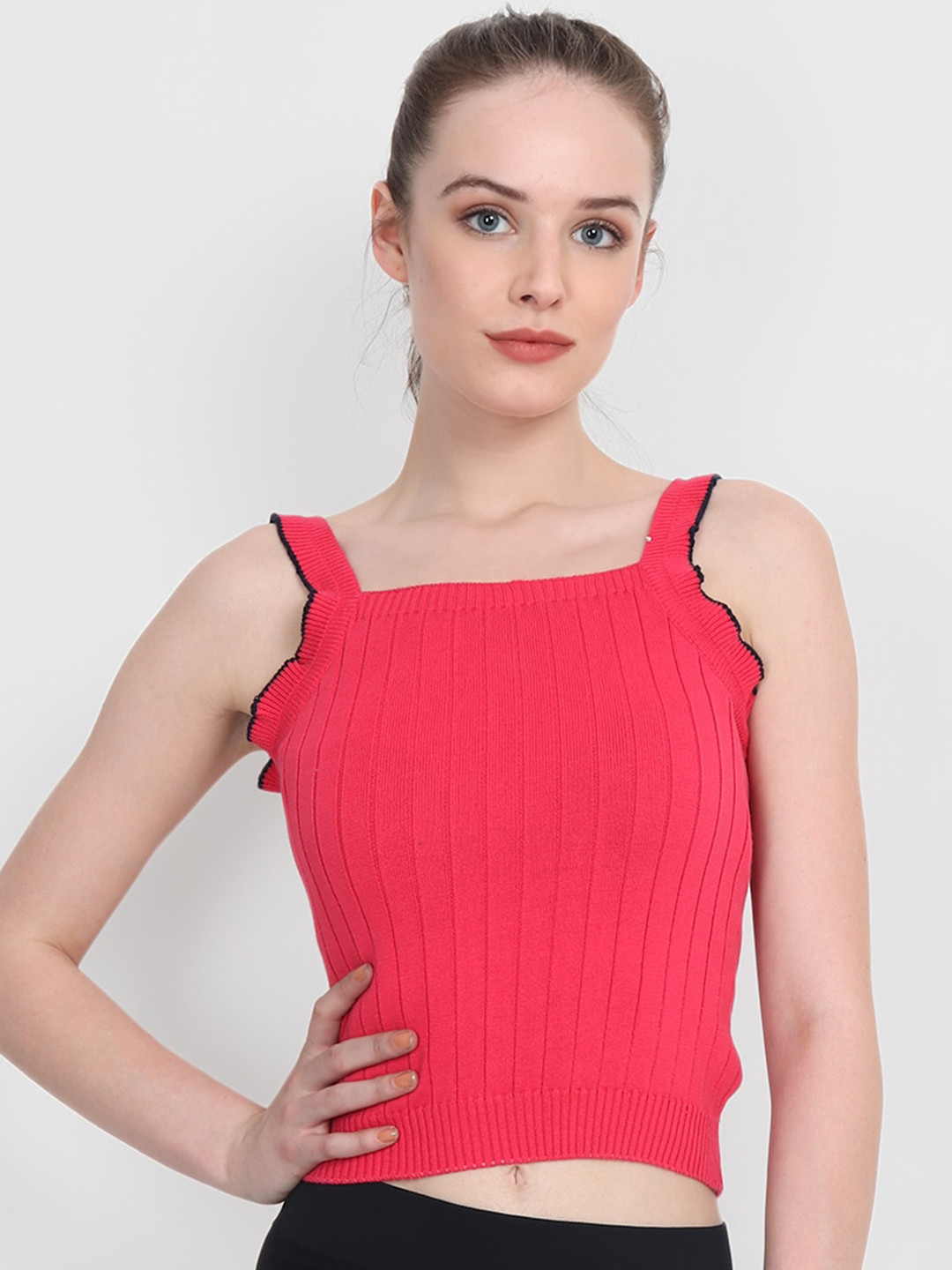 JoE Hazel Pink Pure Cotton Crop Top