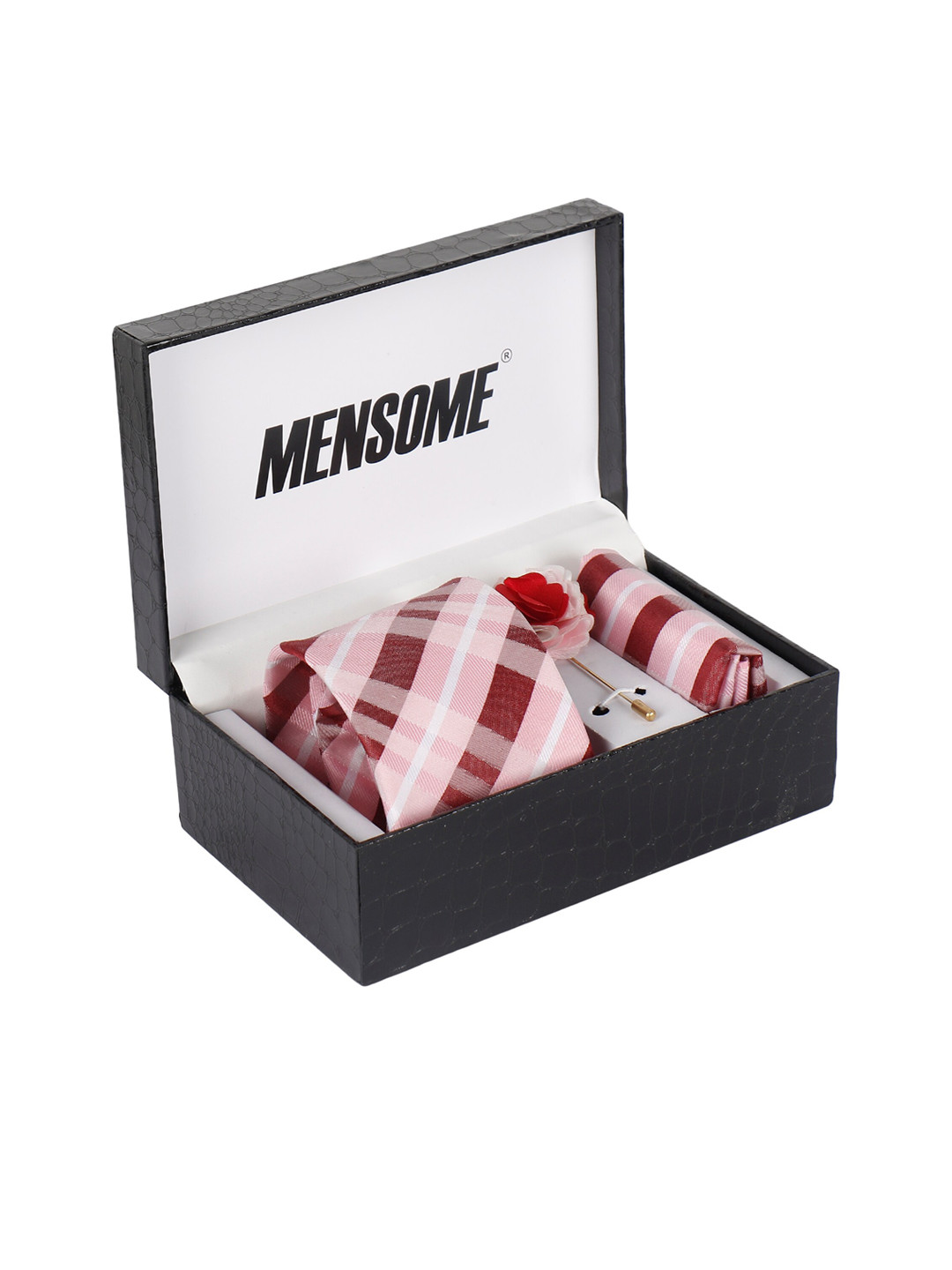 MENSOME Men Pink & White Printed Accessory Gift Set