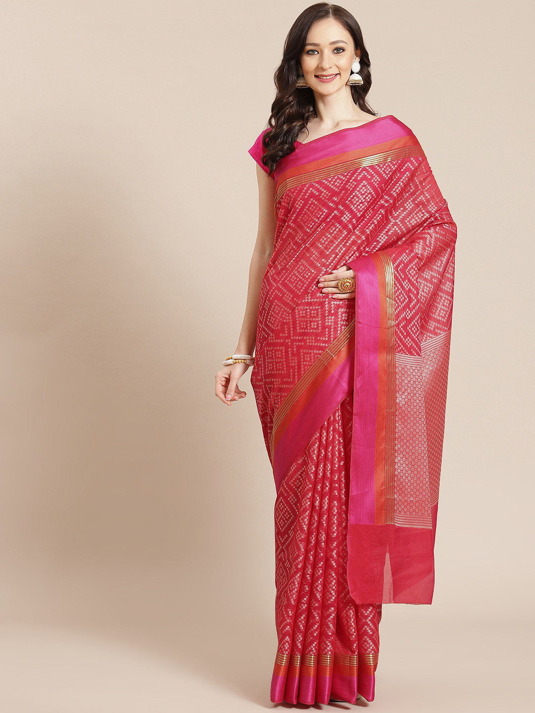 Banarasi Style Red Ethnic Motifs Silk Blend Banarasi Saree
