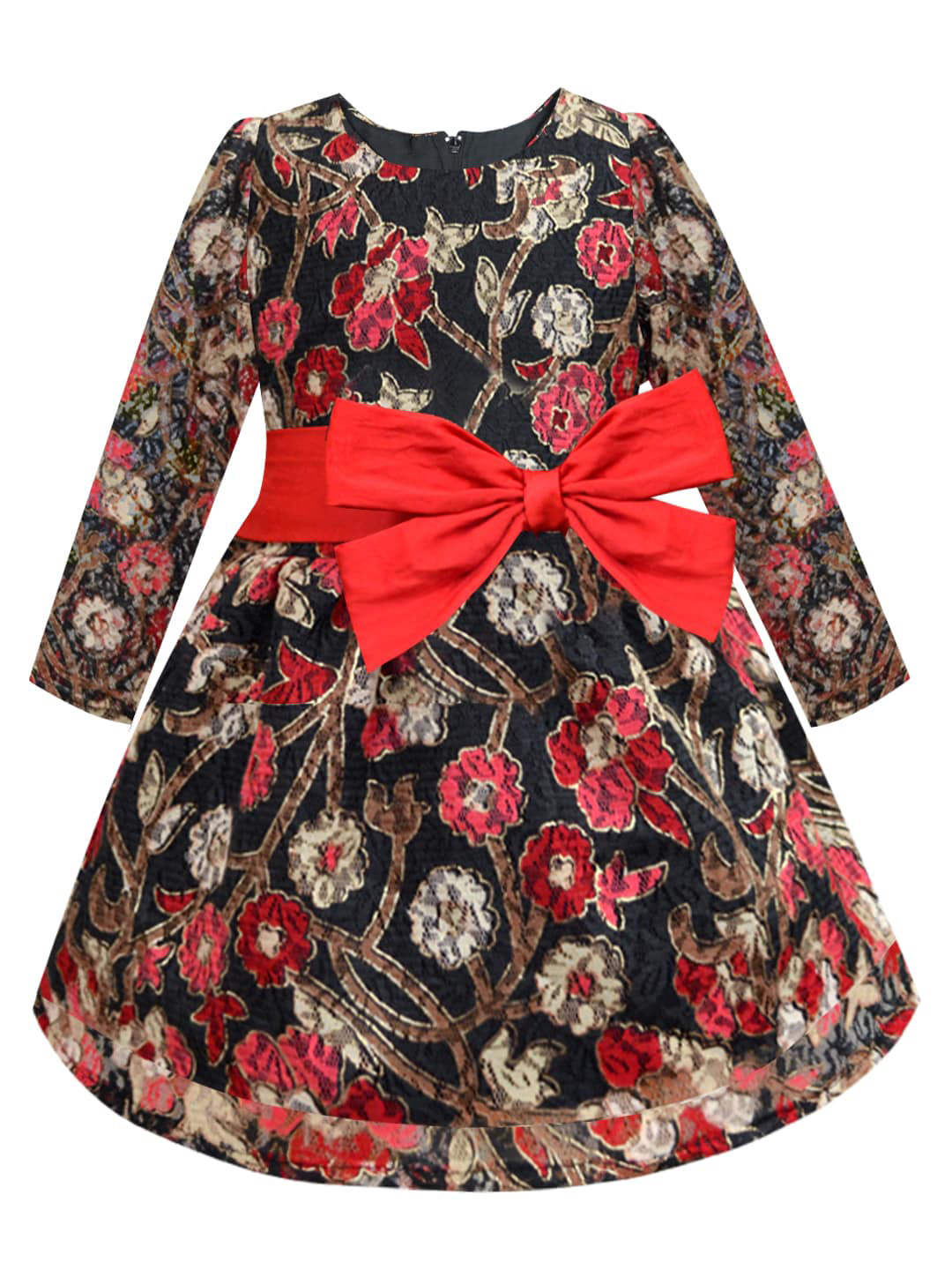 A T U N Black Floral Lace Dress