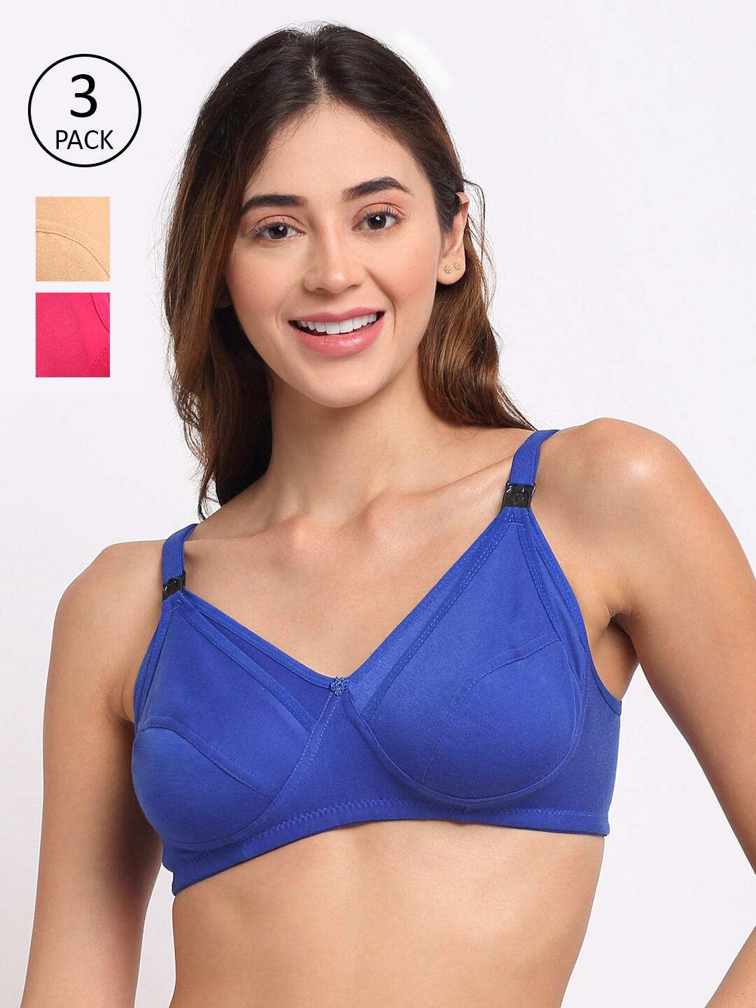 MYLO ESSENTIALS Multi Pack Of 3 Rapid-Dry Maternity Bra