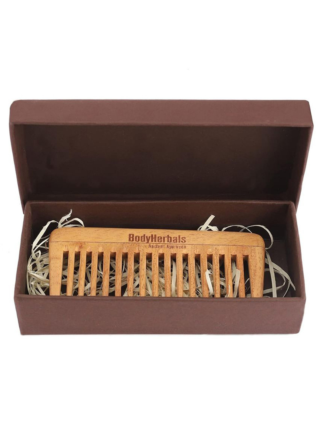BodyHerbals Brown Dressing Wide Tooth Anti Static Neem Wood Travel Comb