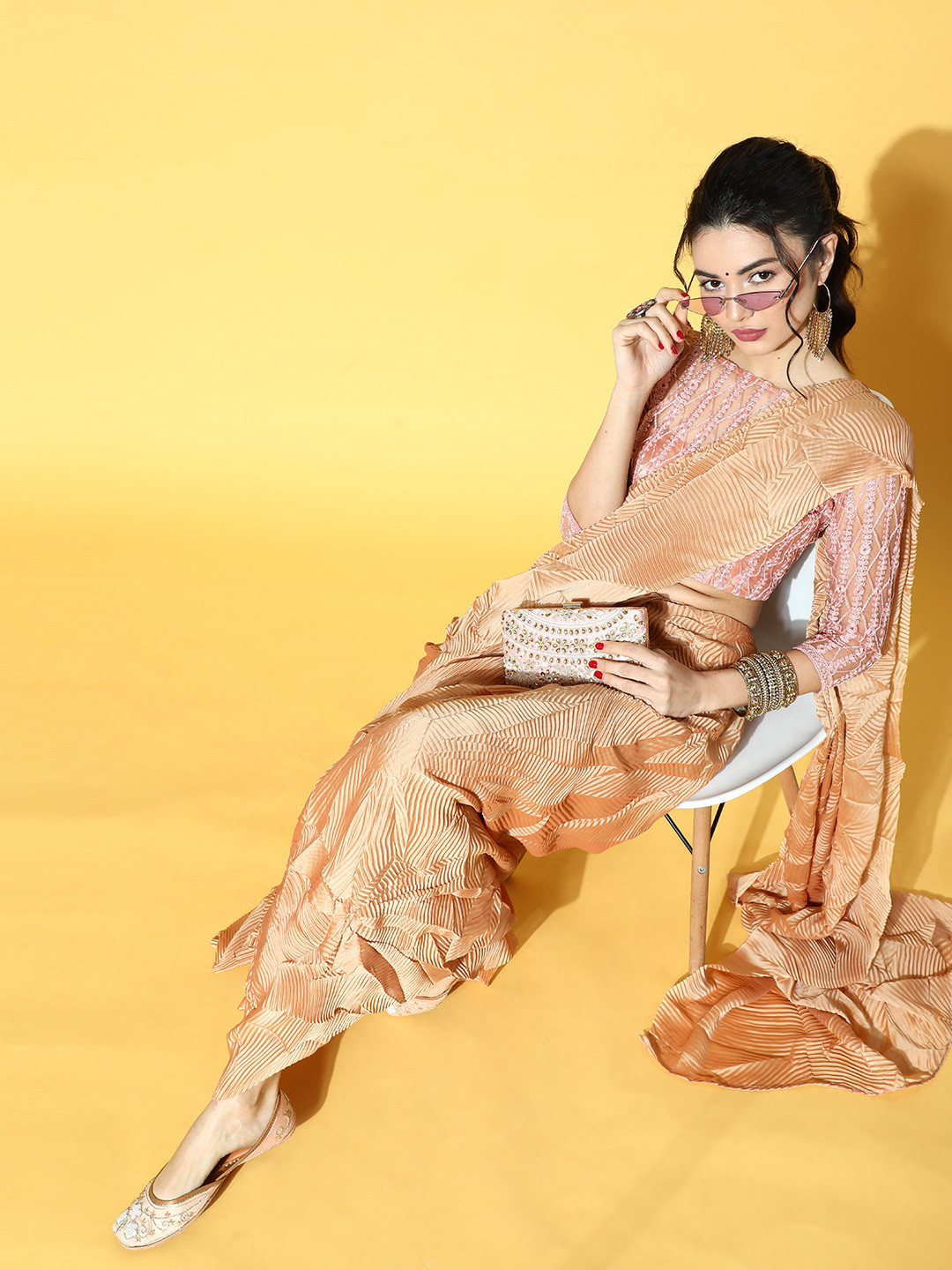 Mitera Peach Saree