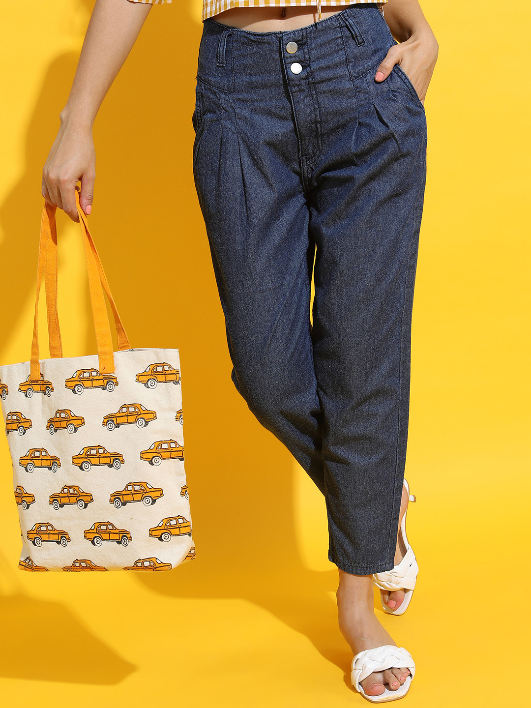 Tokyo Talkies Women Blue Low-Rise Mom Fit Jeans