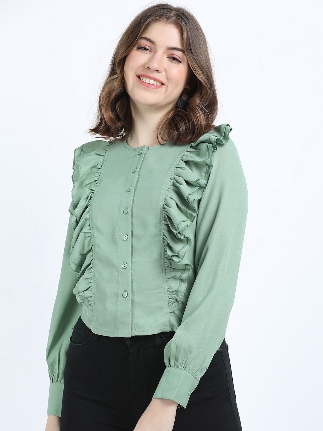 Tokyo Talkies Woman Green Top - Tops for Women 16723132 | Myntra