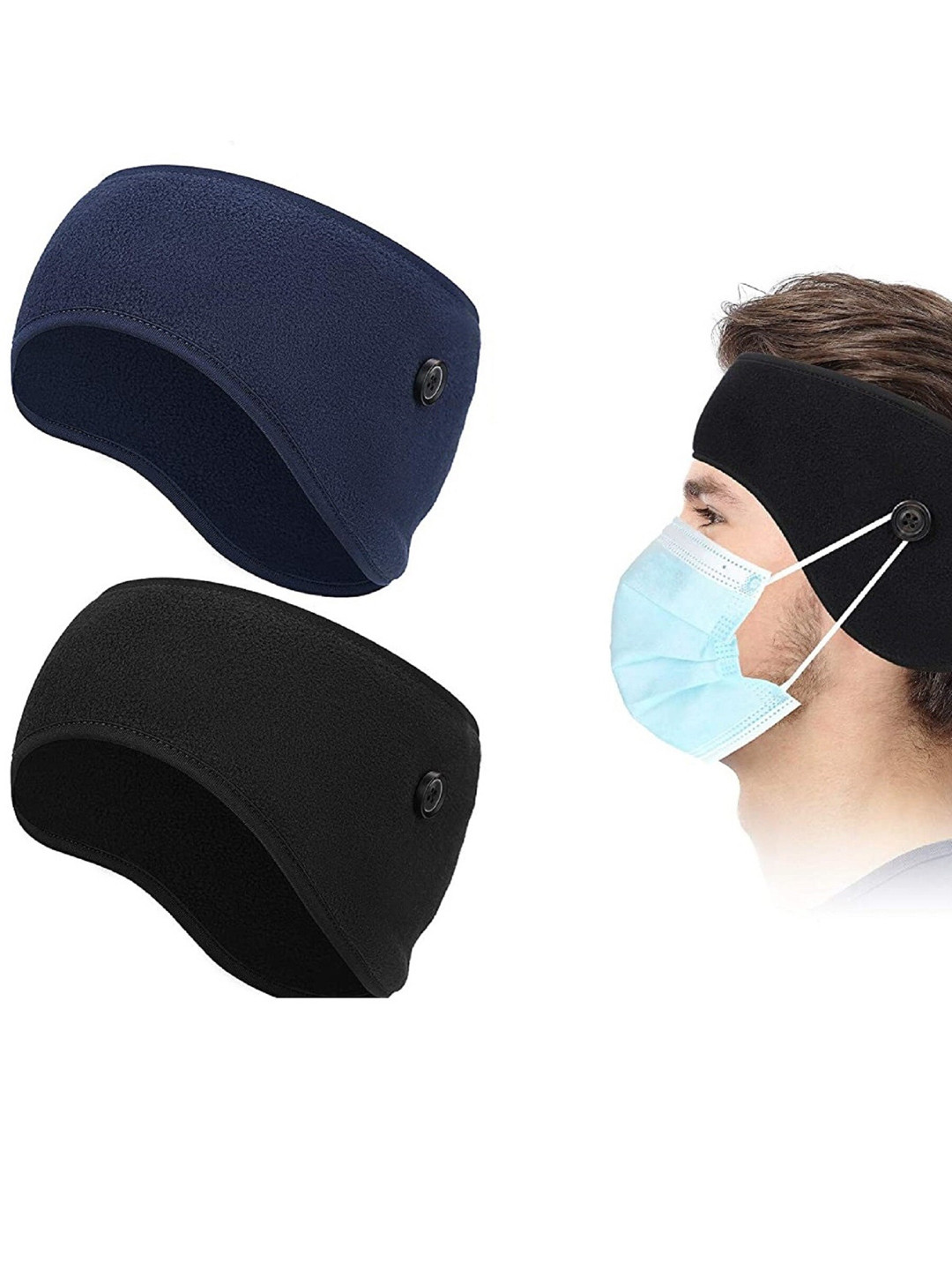 EL REGALO Women Pack of 2 Ear Warmers With Buttons