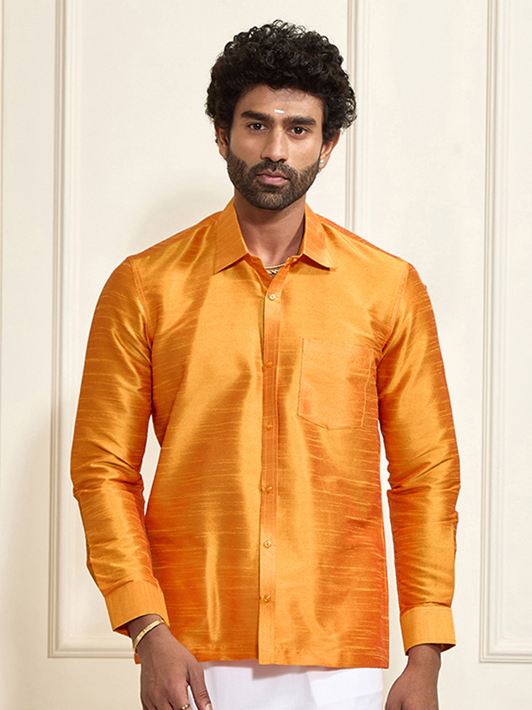 VASTRAMAY Men Orange Premium Shirt