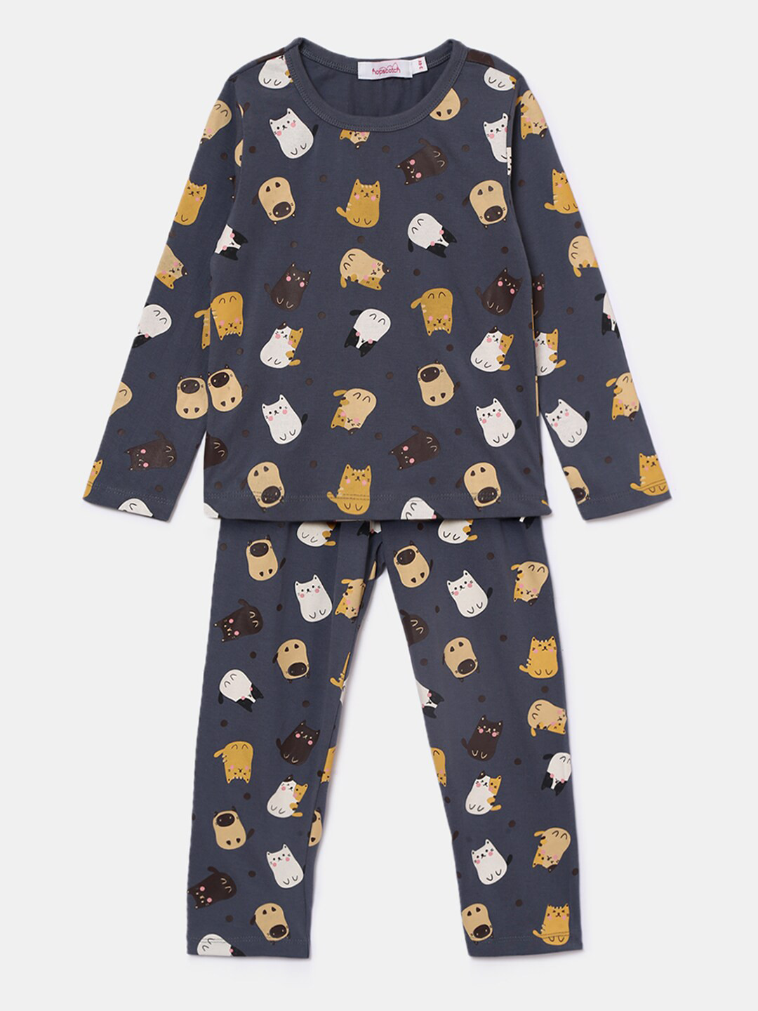 Hopscotch Boys Blue & Mustard Printed T-shirt with Pyjamas