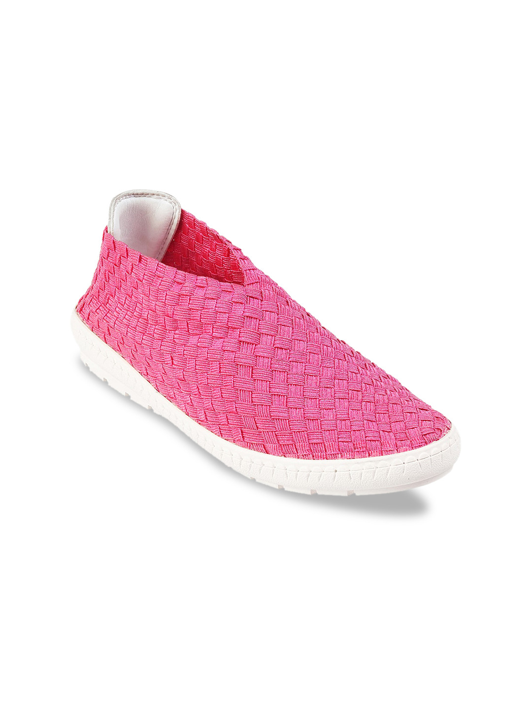 Catwalk Women Pink Woven Design Slip-On Sneakers