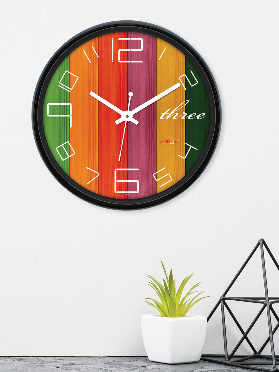 RANDOM Multicoloured Printed Dial 27.94 cm Analogue Wall Clock