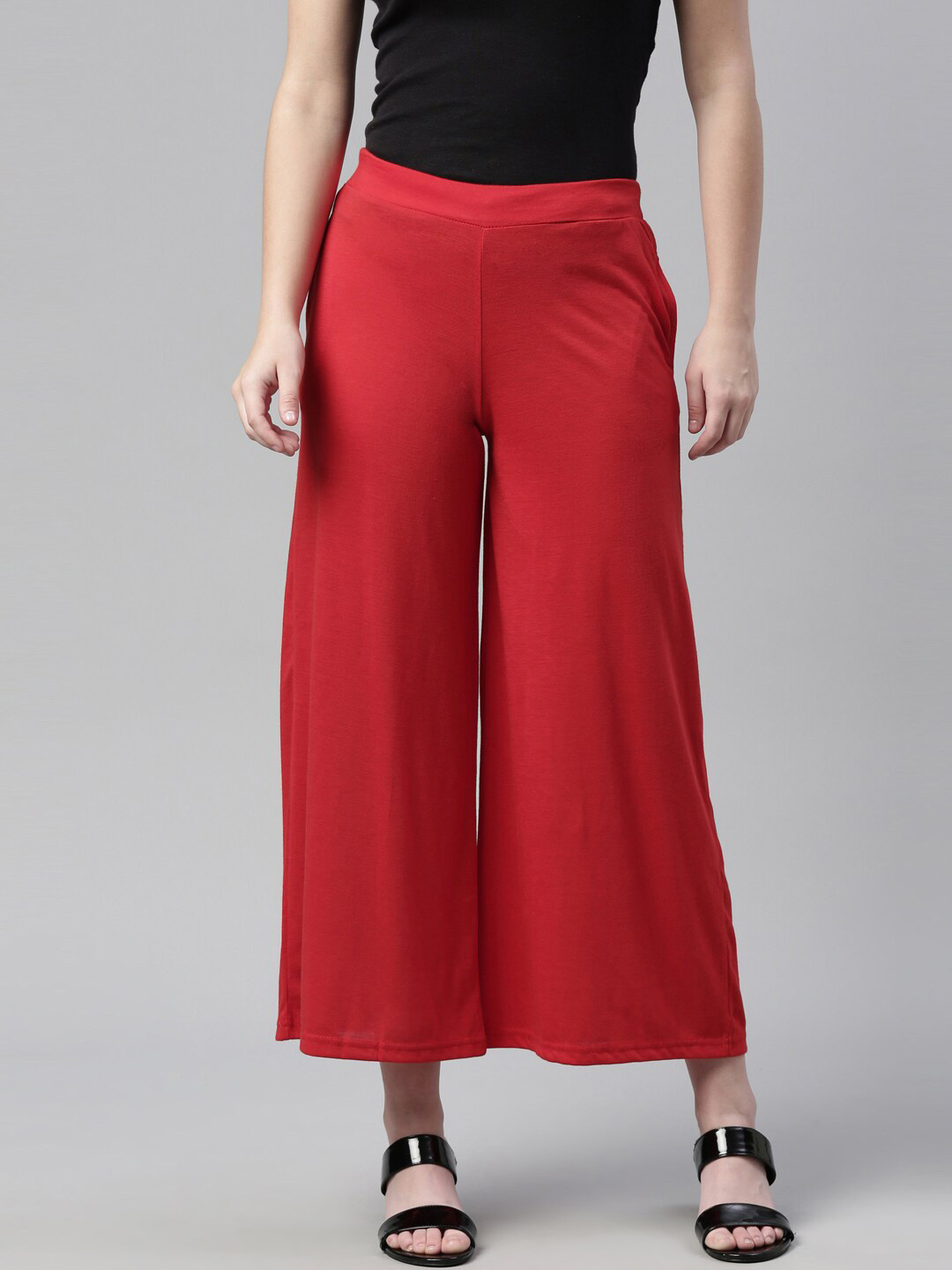 Souchii Women Red Knitted Ethnic Palazzos