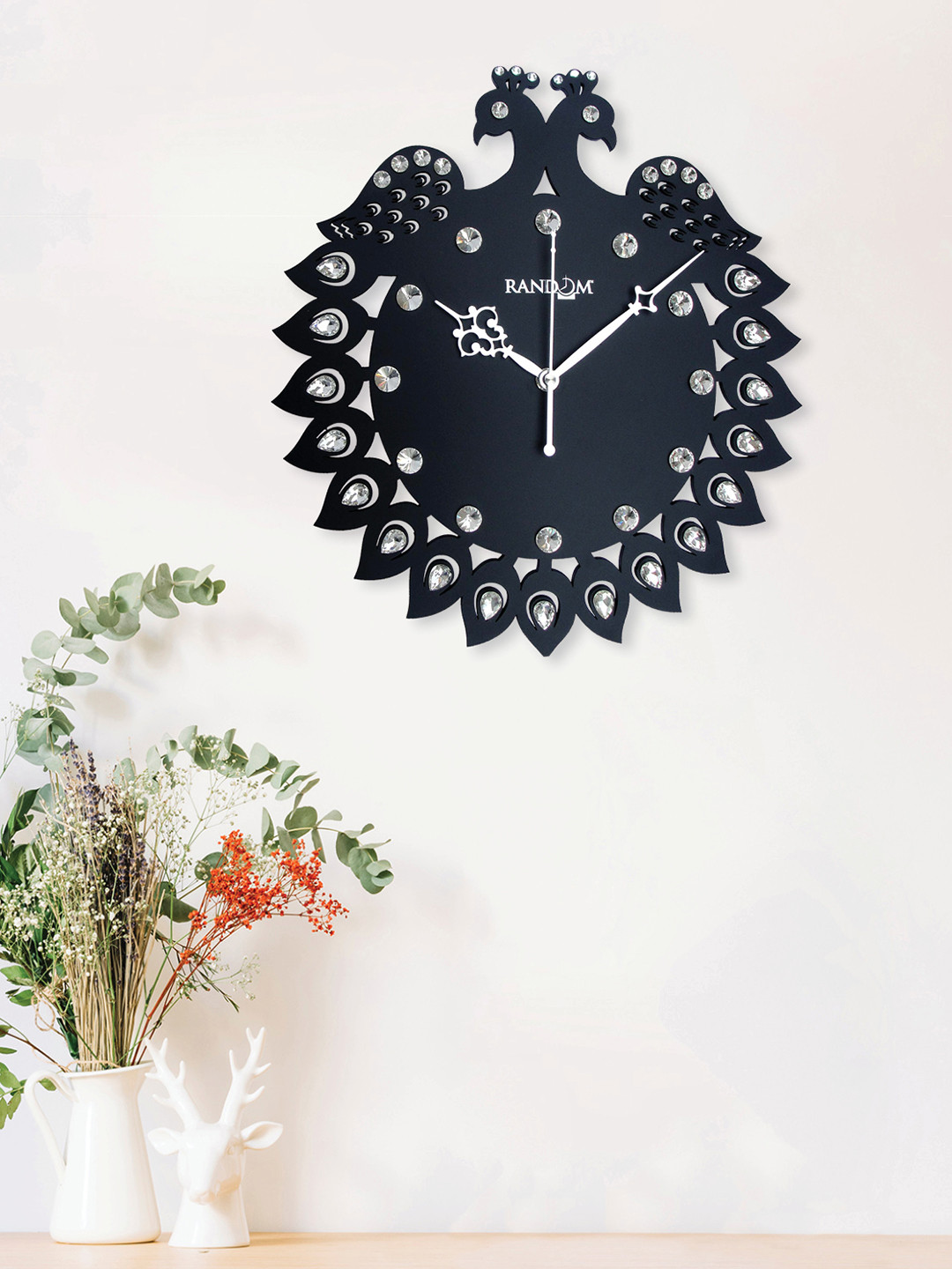 RANDOM Black Embellished Dial 27 cm Analogue Wall Clock