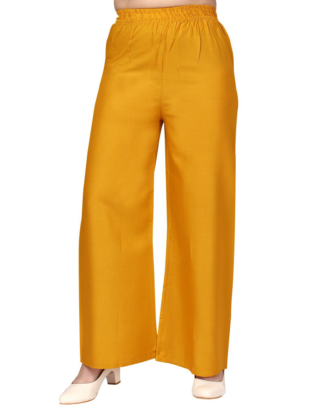 Aarika Girls Yellow Solid Wide Leg Palazzo