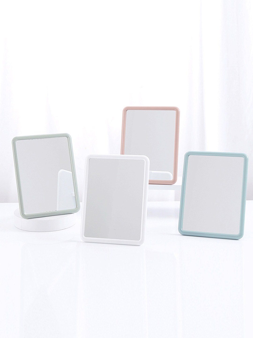 XIMI VOGUE Green & Blue Set Of 4 Standing Square-Shaped Table Top Mirrors