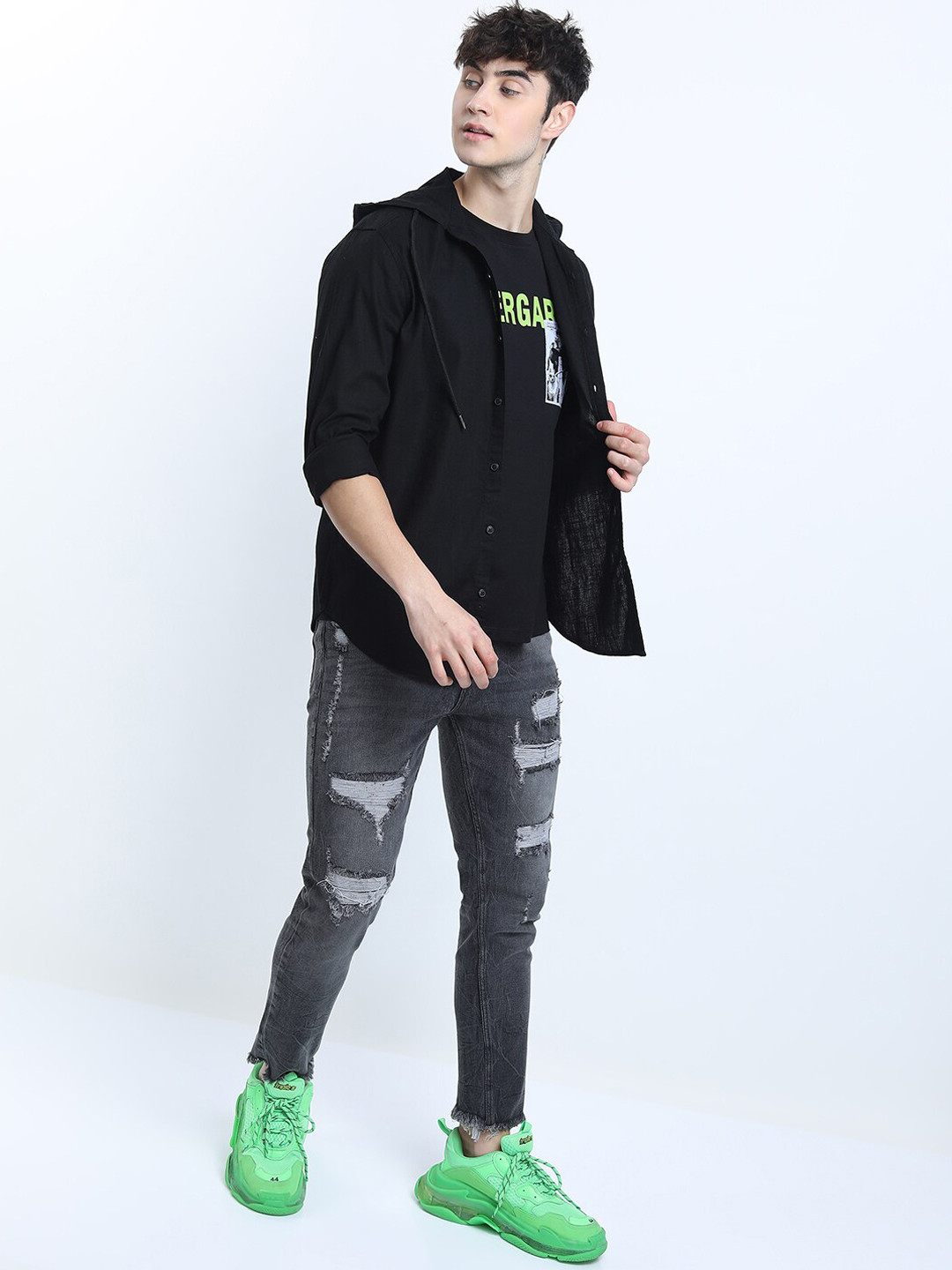 HIGHLANDER Men Grey Slim Fit Distressed Stretchable Jeans