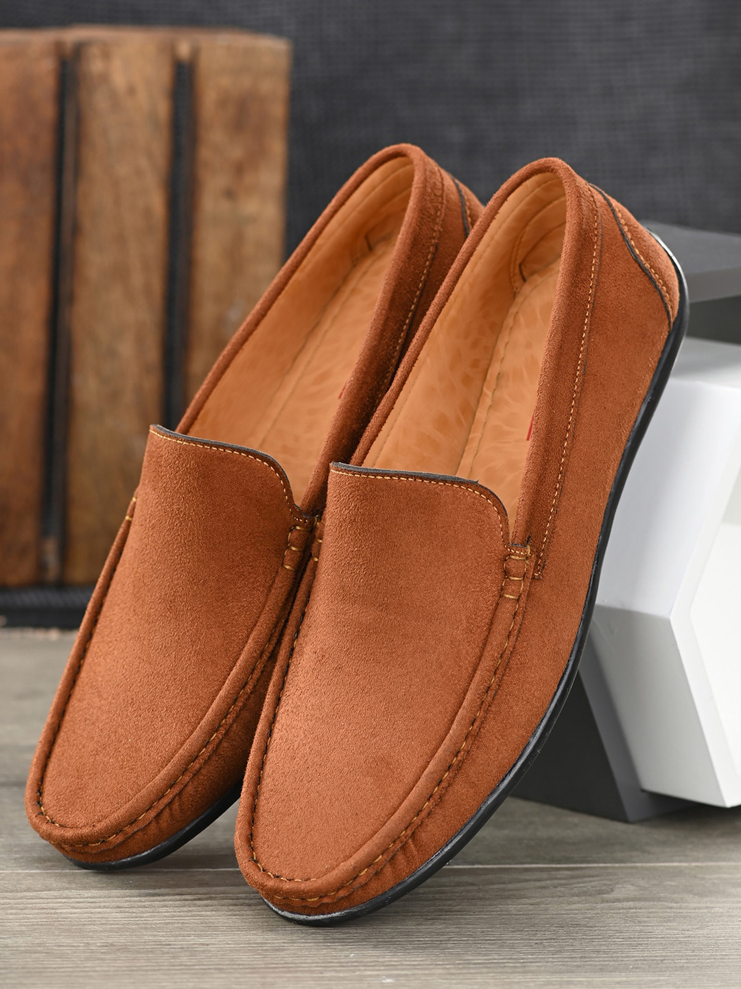 Mactree Men Tan Suede Loafers
