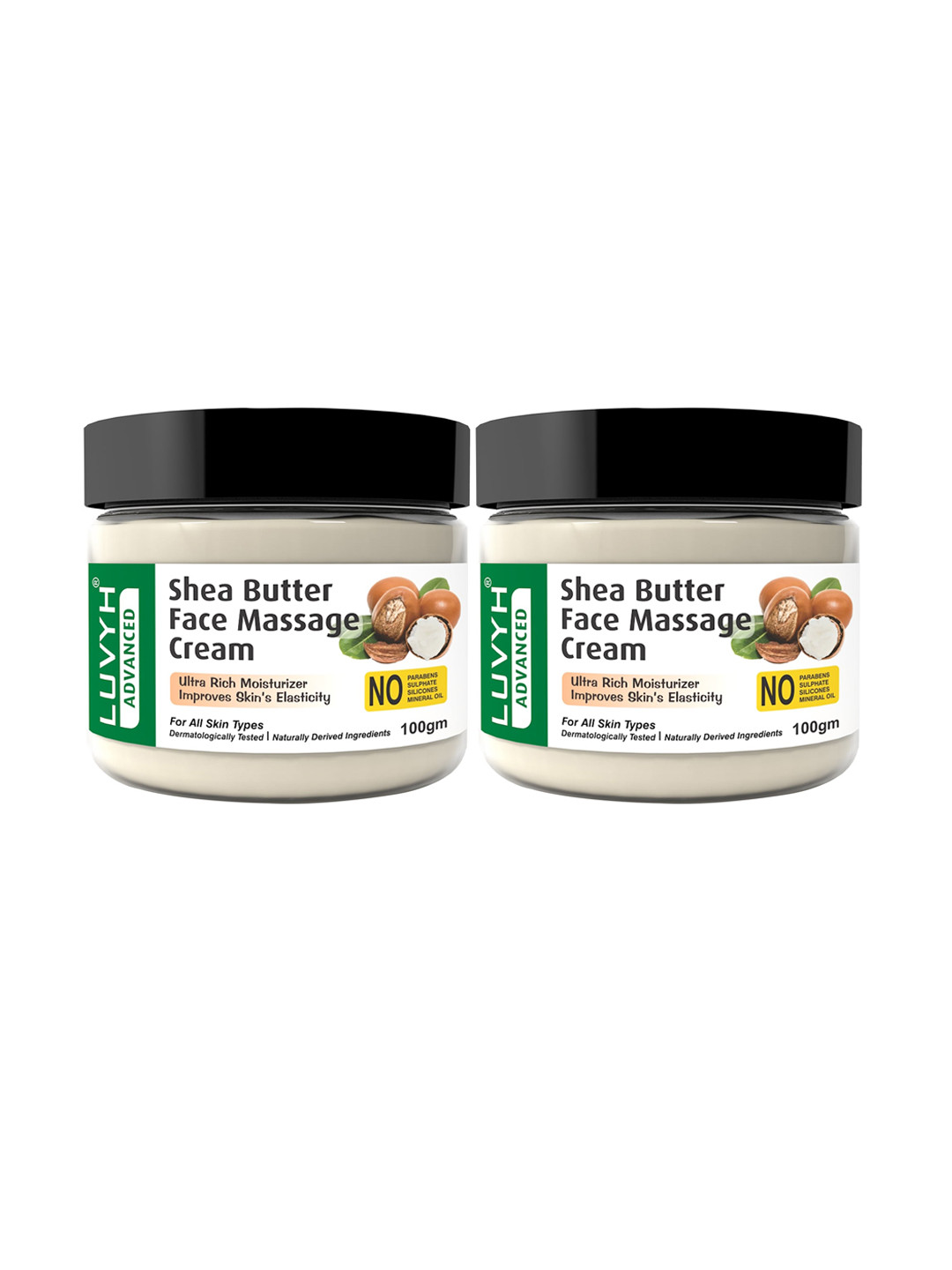 LUVYH Set of 2 Shea Butter Face Massage Cream 100 g Each