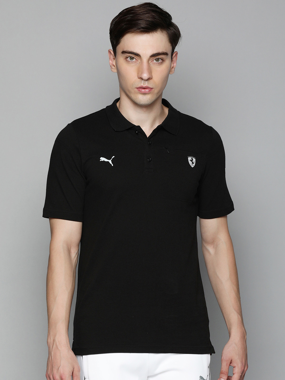 PUMA Motorsport Men Black Polo Collar Motorsports T-shirt
