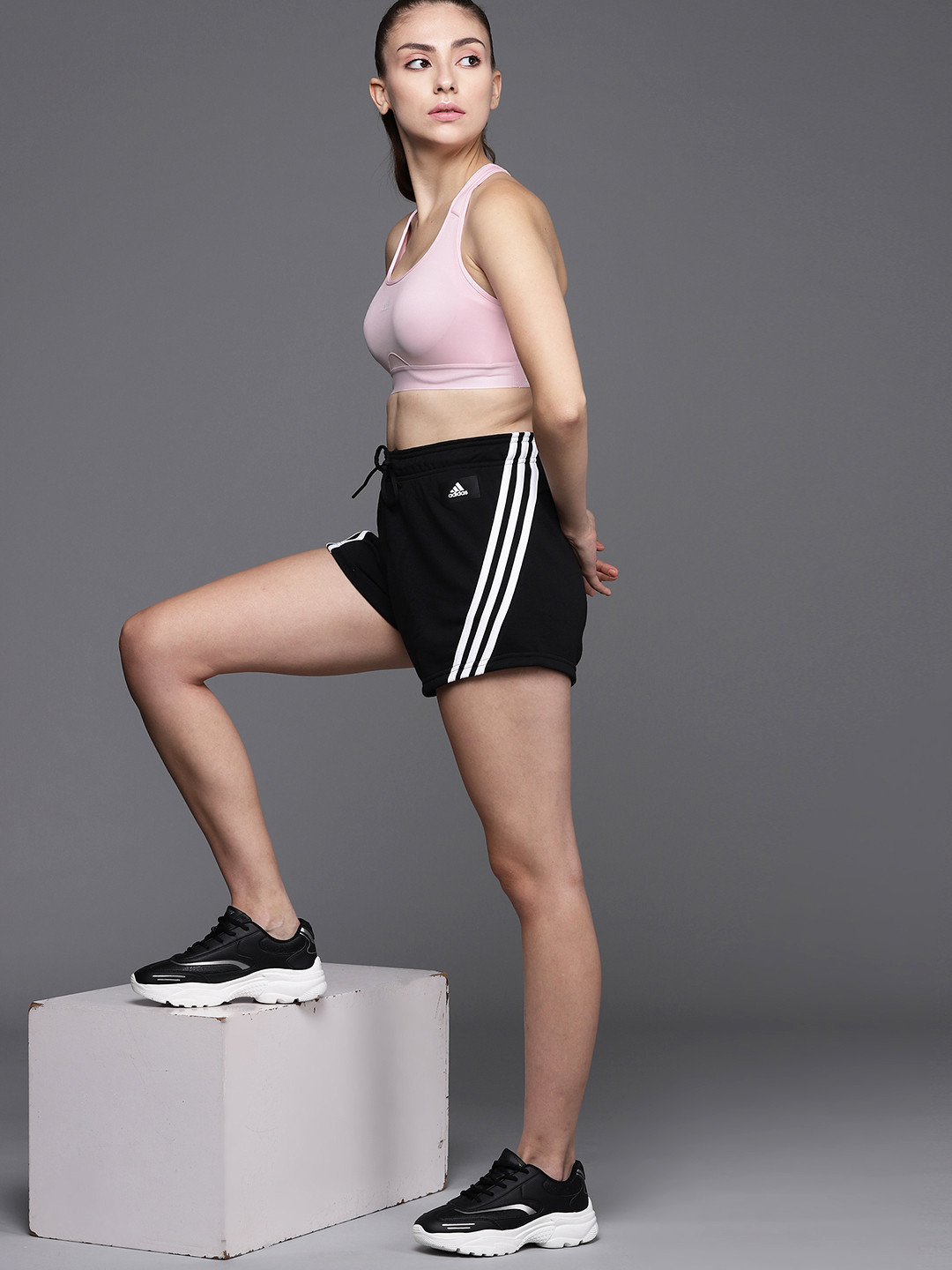 ADIDAS Women Pink Power React Sustainable Training Medium Support Sports Bra