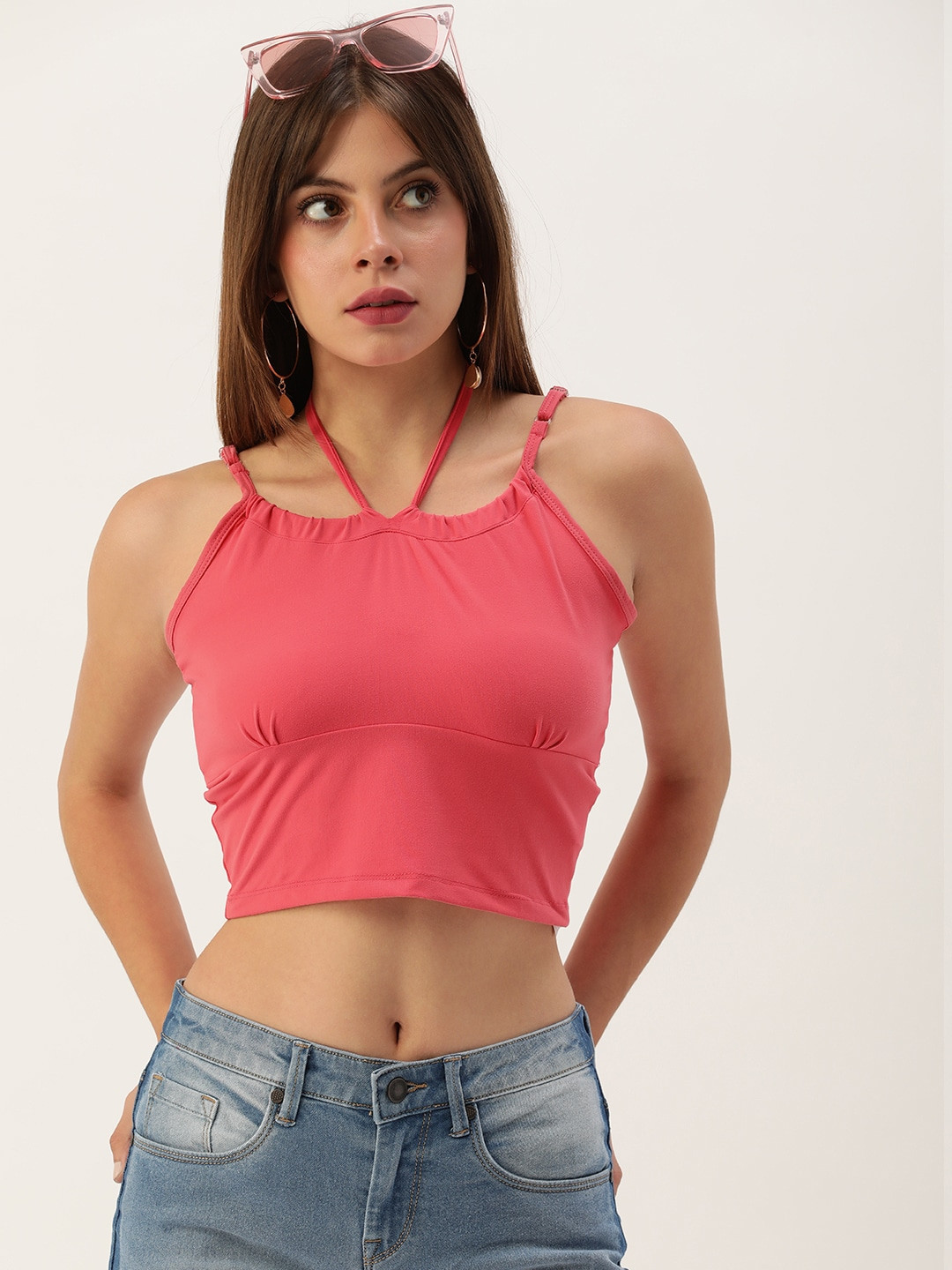 FOREVER 21 Pink Shoulder Strap Crop Top