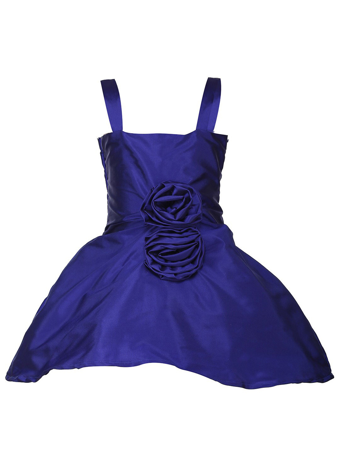 Samsara Couture Navy Blue Satin Fit and Flare Dress