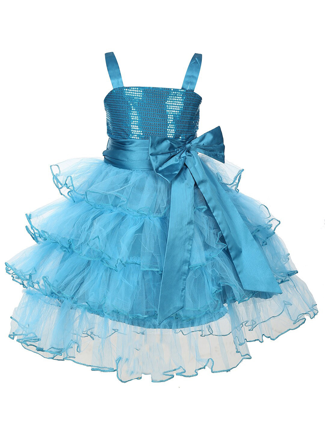 Samsara Couture Turquoise Blue Fit and Flare Dress Satin Dress