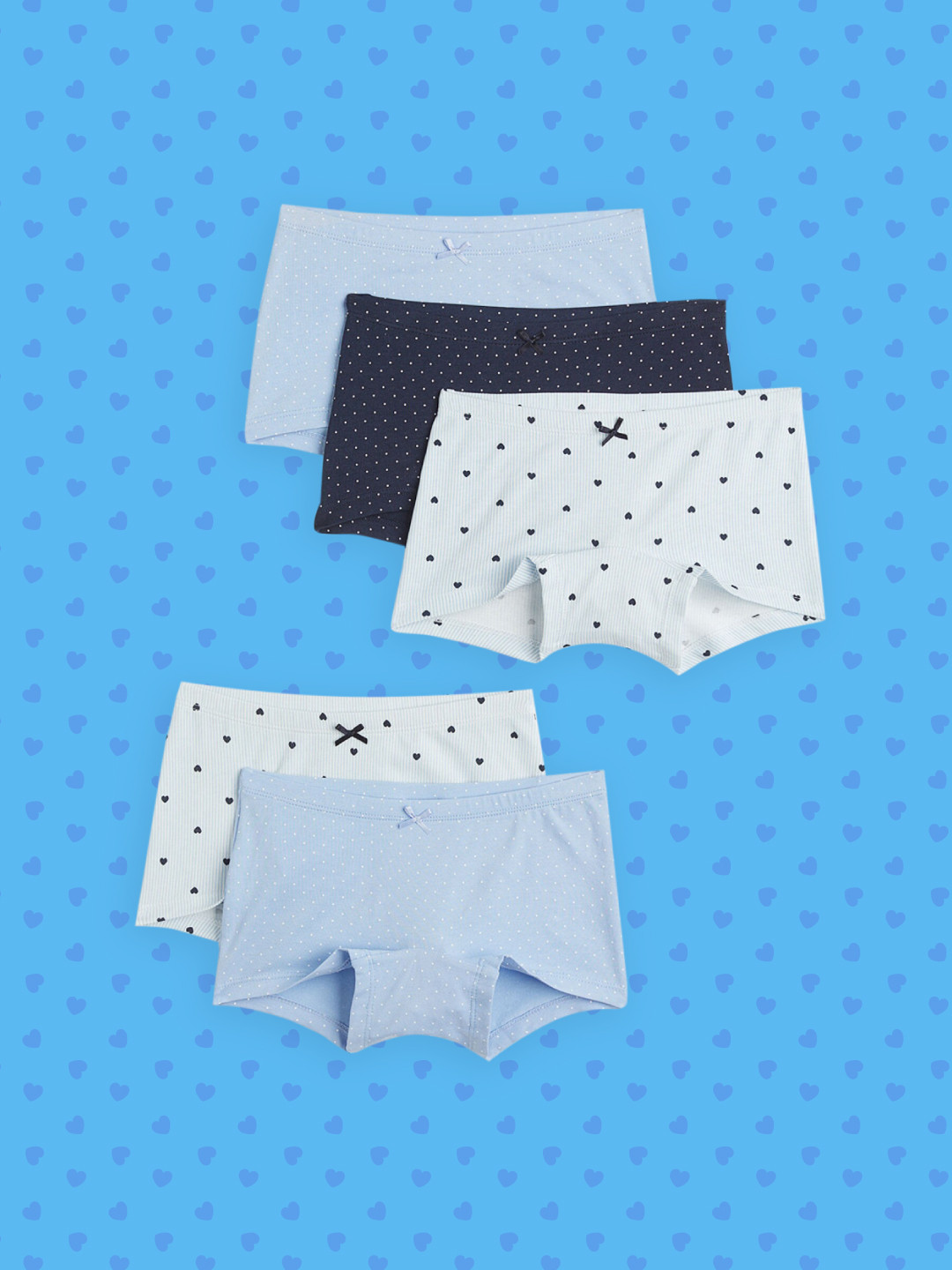 H&M Girls Blue 5-Pack Boxer Briefs