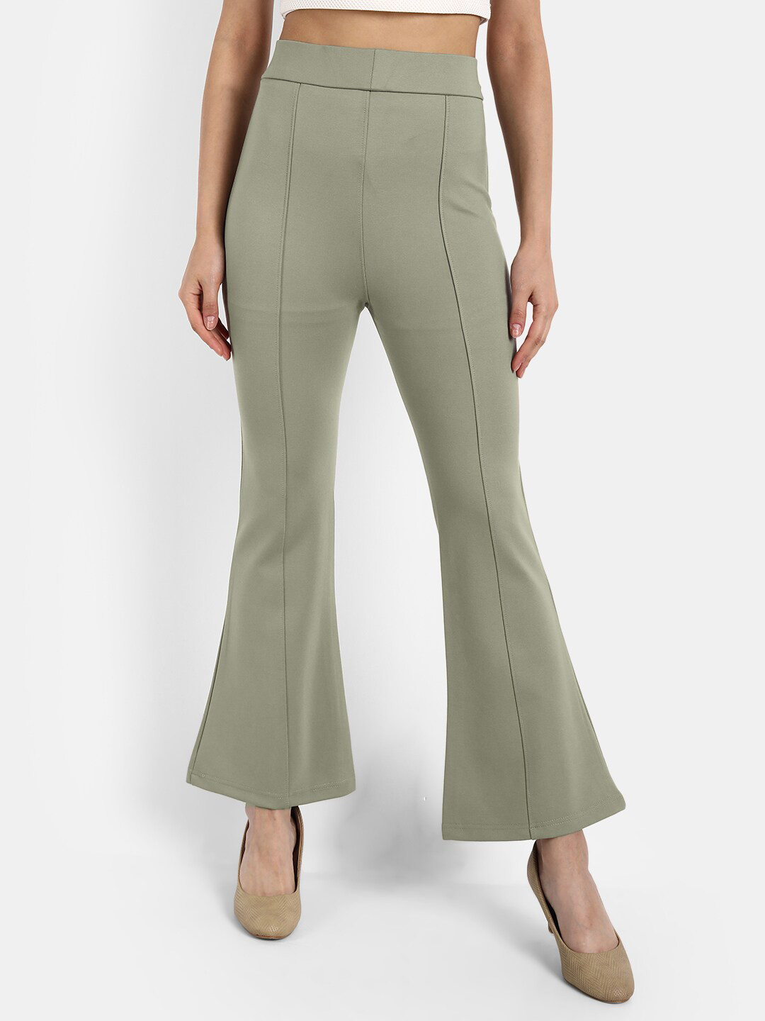 BROADSTAR Women Green Skinny Fit Bootcut Treggings