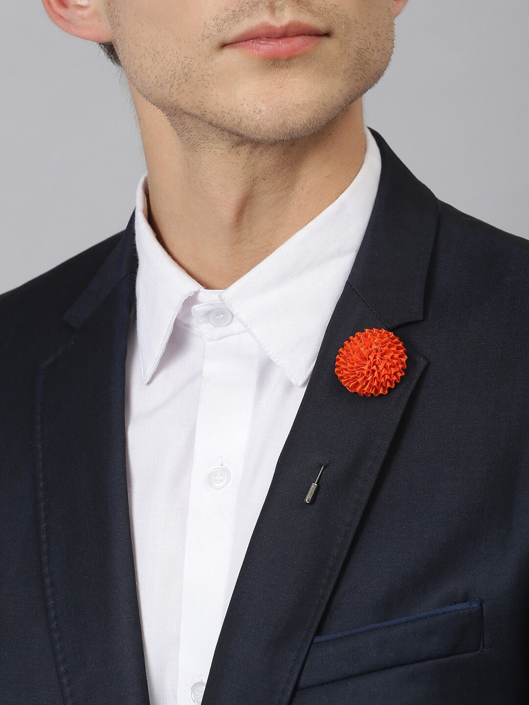 Tossido Men Orange Floral Brooch Lapel Pin