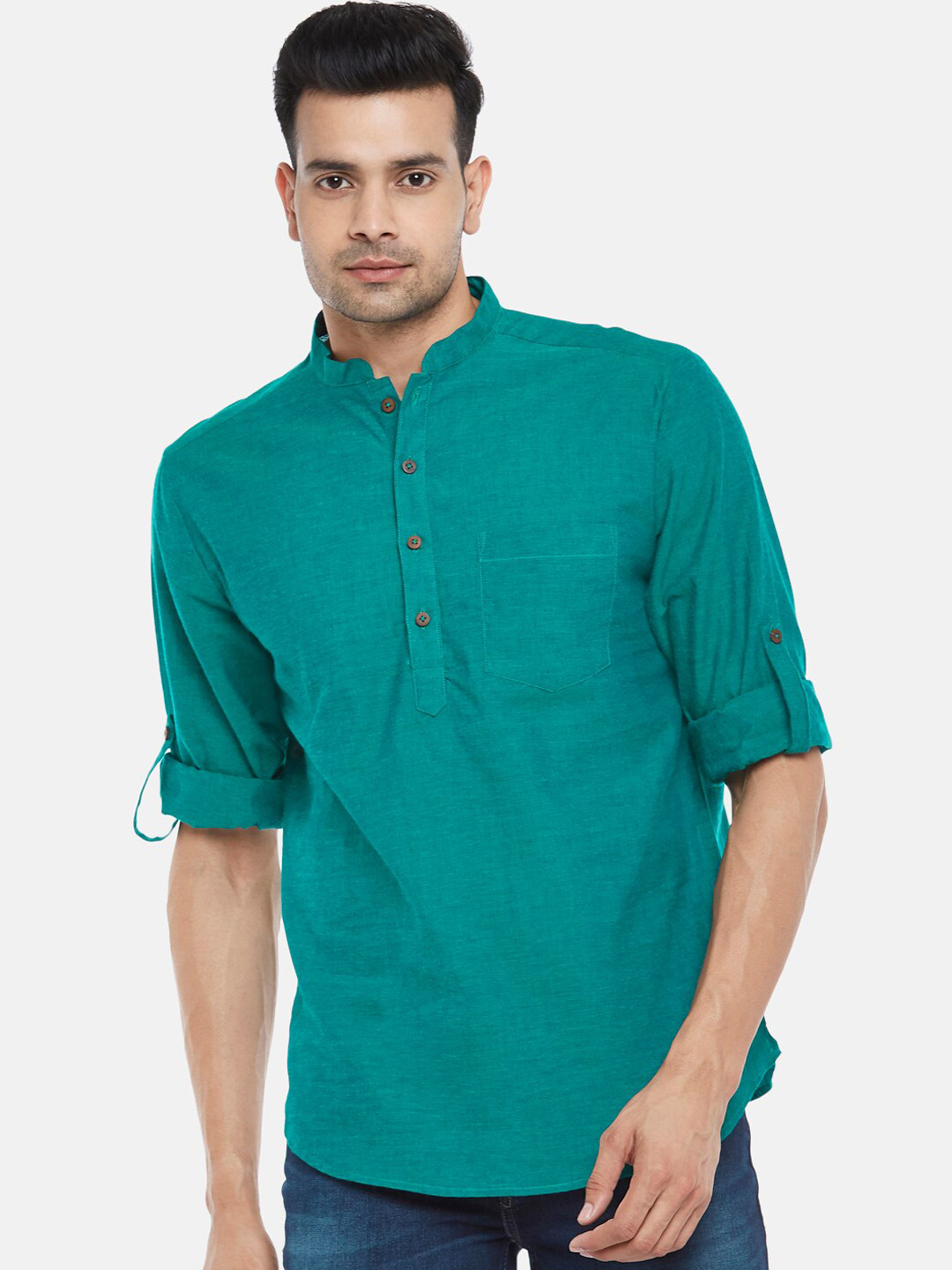 indus route by Pantaloons Men Teal Kurta