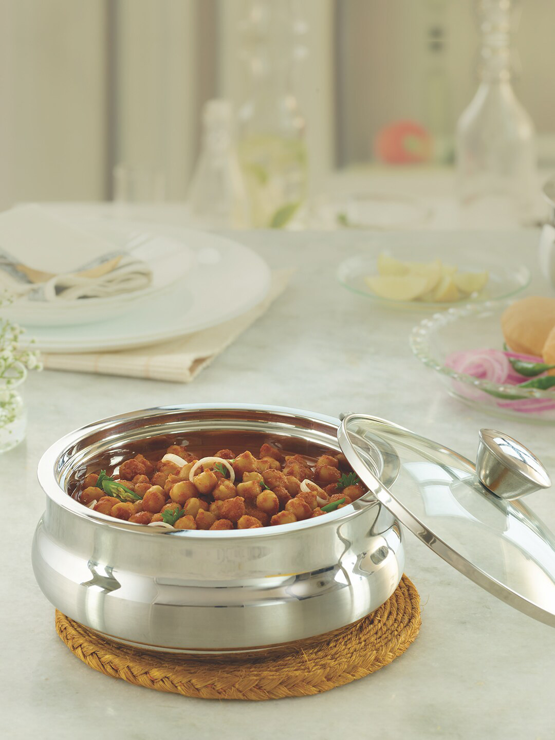 BOROSIL Silver-Toned Stainless Steel Solid Insulated Handi With Lid