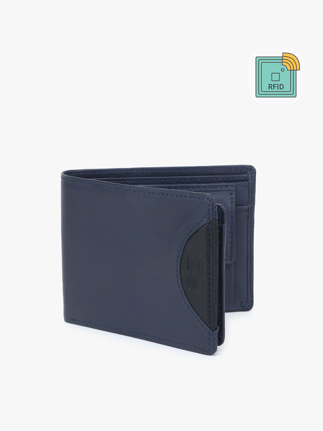 Dezire Crafts Men Blue Textured Cut Work Leather Two Fold Wallet
